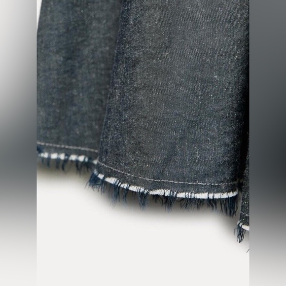 NWT. Zara ZW Collection Blue/Gray Pleated High-Waist Midi Skirt. Size L. - Picture 6 of 12